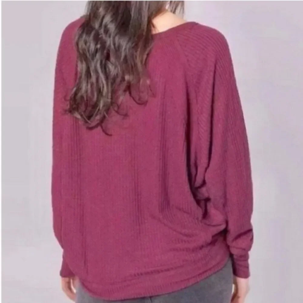 Free People 💯 Cotton Santa Clara Oversized Thermal Top in Mulberry